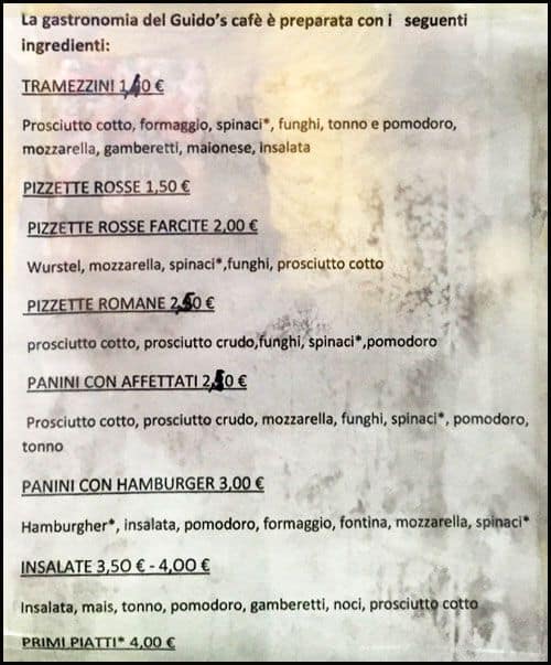 Menu di Guido's Cafè 