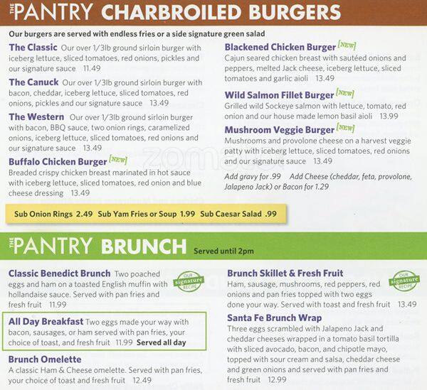 The Pantry Menu Menu For The Pantry Lynnmour Maplewood North