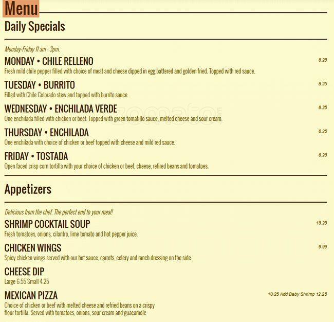 Ricardo's Family Mexican Restaurant a Bellevue Foto del Menu con