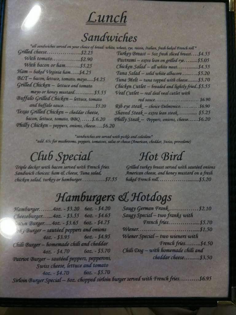 Menu at Cozy Grill restaurant, Warwick