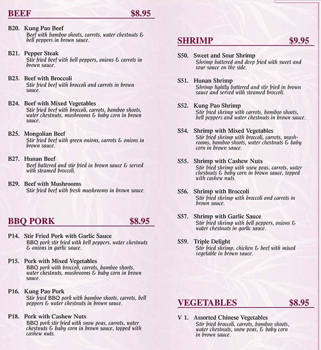 Menu at Dynasty Restaurant, Lafayette, 400 Guilbeau Rd