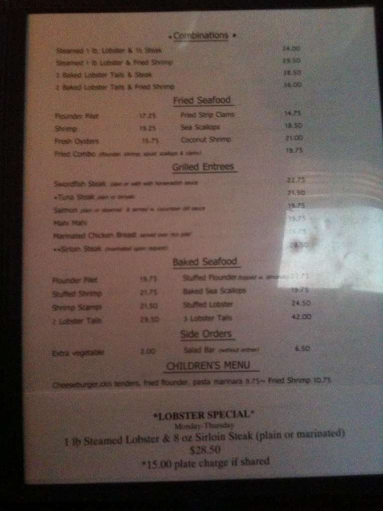 Carta del restaurante Lobster Grille Inn, Southampton