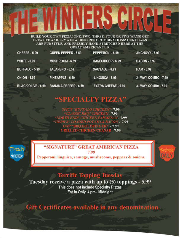 Menu at The Great American Pub, Raynham