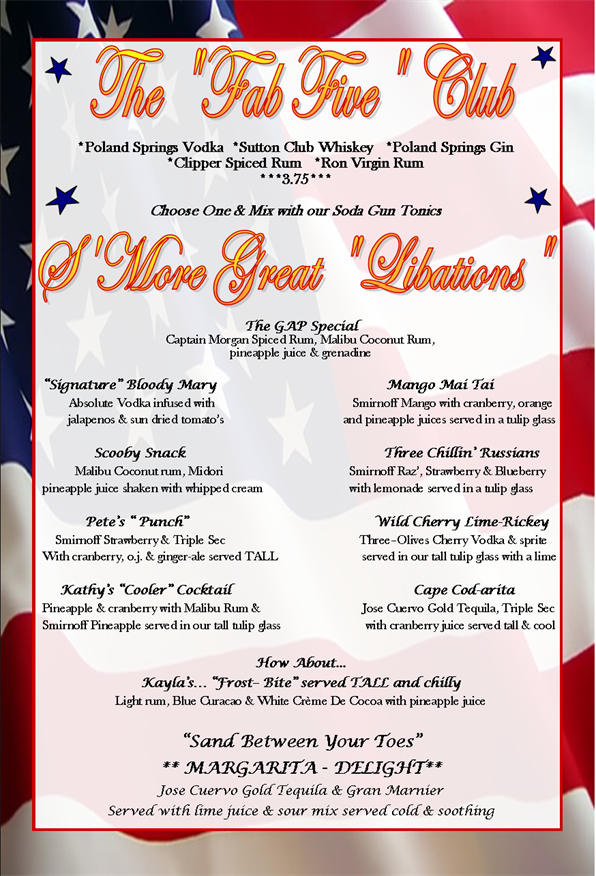 Menu at The Great American Pub, Raynham