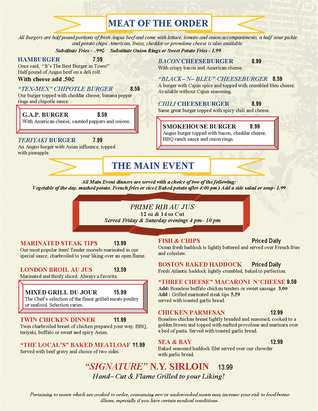 Menu at The Great American Pub, Raynham