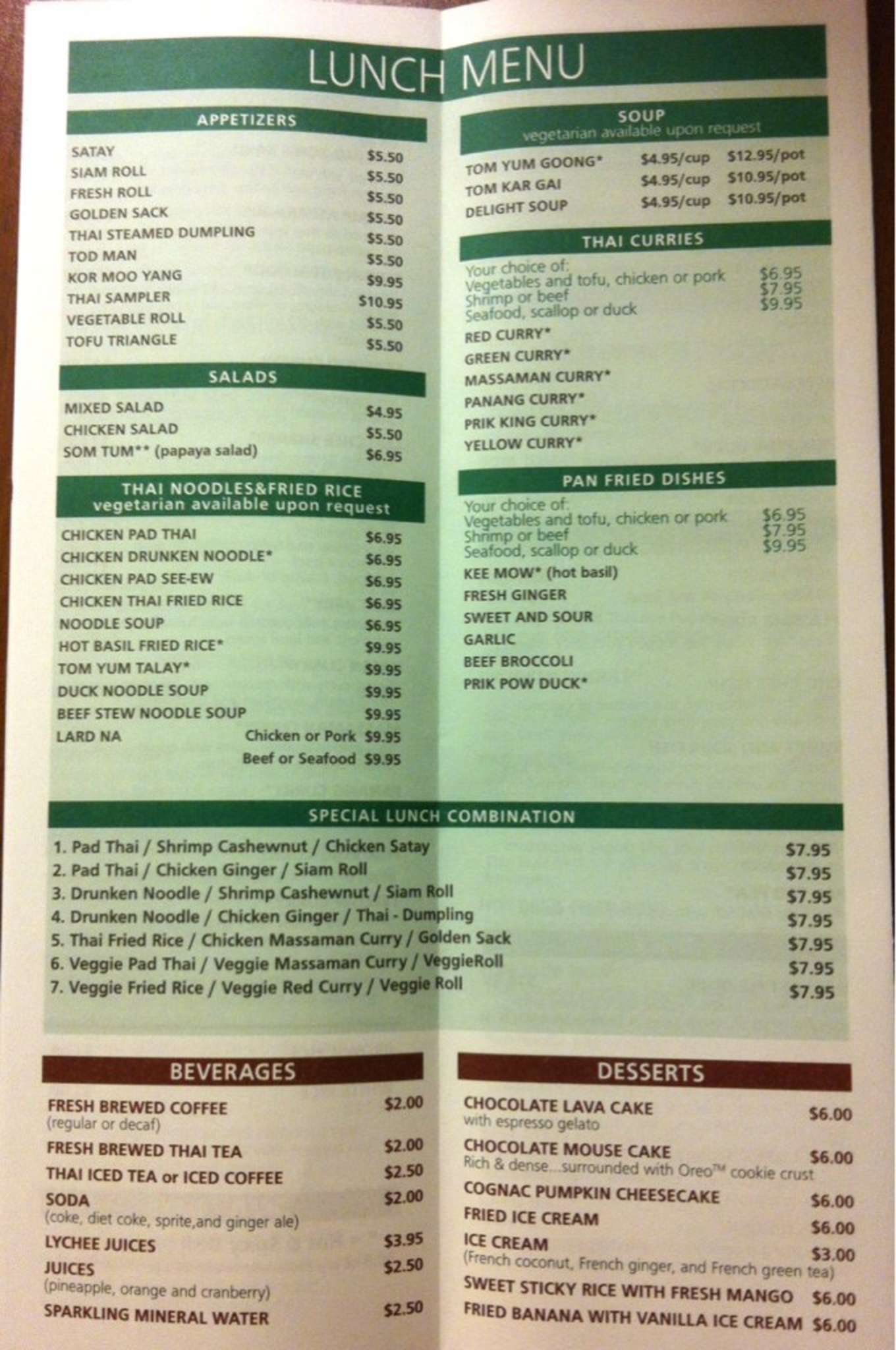 Menu at Rice Pot Thai Restaurant, New Haven