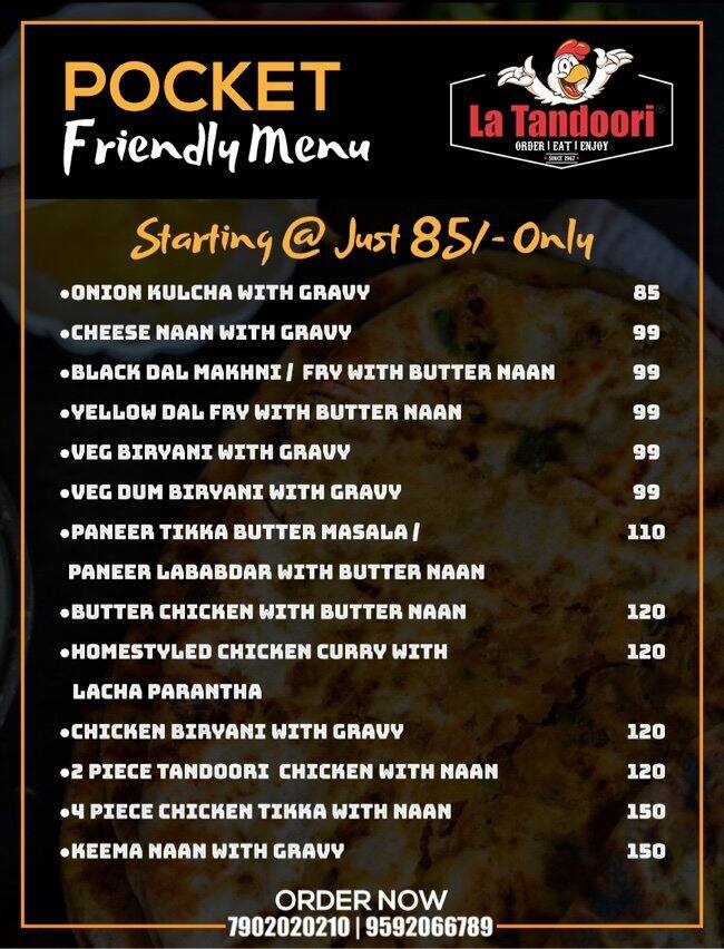 La Tandoori menu