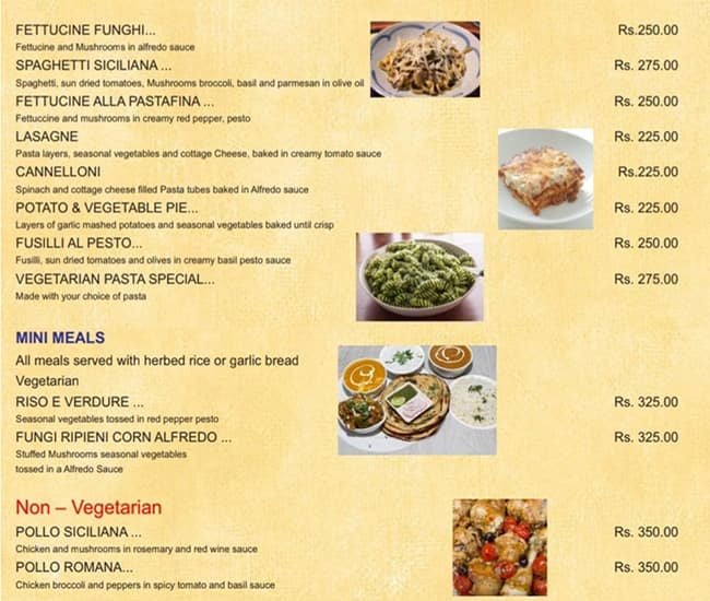 Pastafina menu deals