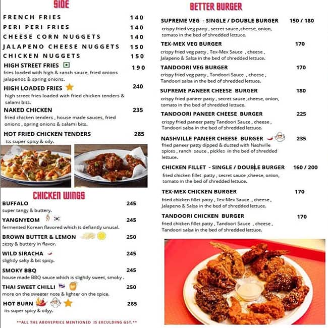 Menu of The High Joint, Koramangala 1st Block, Bangalore