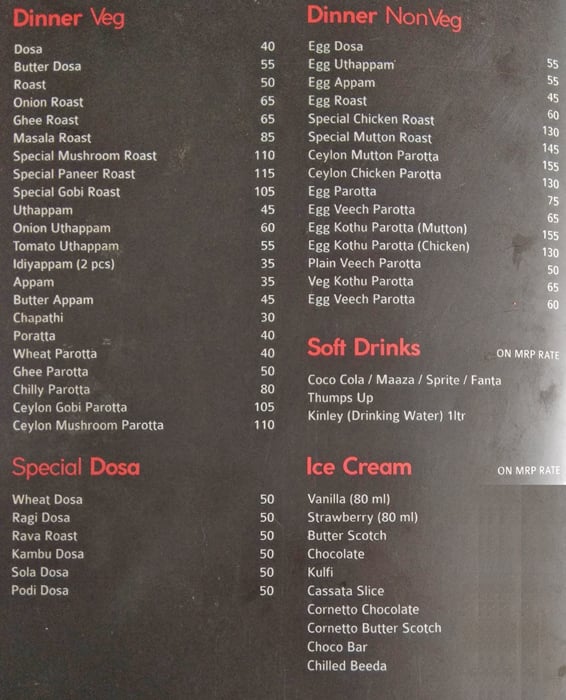 Haribhavanam menu