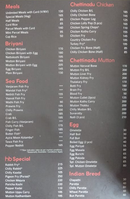 Haribhavanam menu