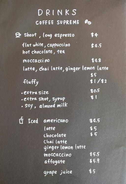 Menu at Tower Bakers, Auckland