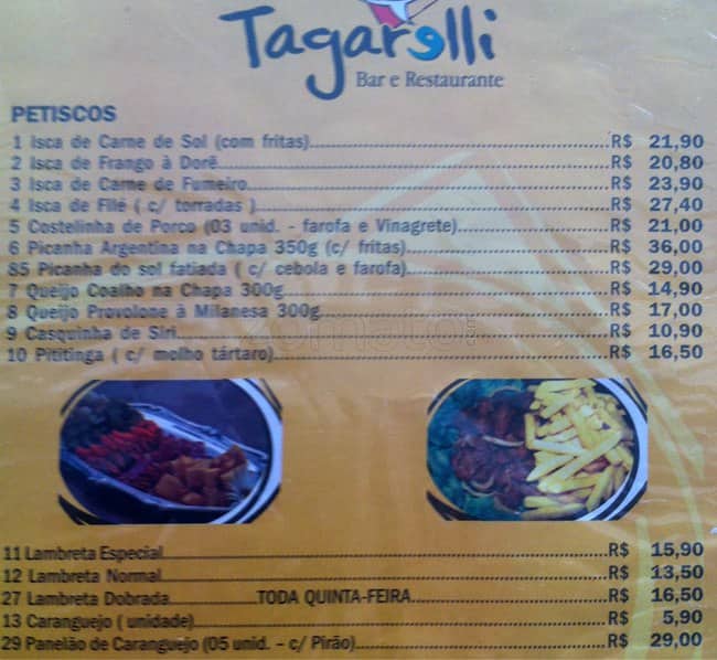 Tagarelli Restaurante Grill cardápio