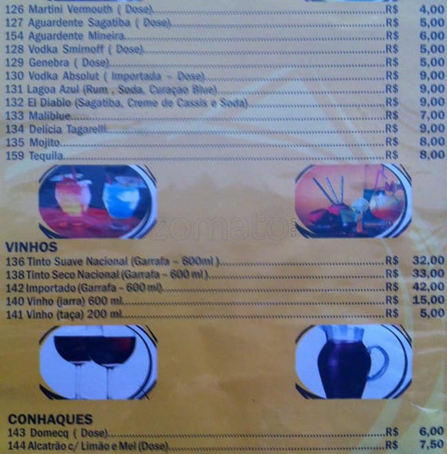 Tagarelli Restaurante Grill cardápio