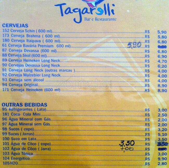 Tagarelli Restaurante Grill cardápio