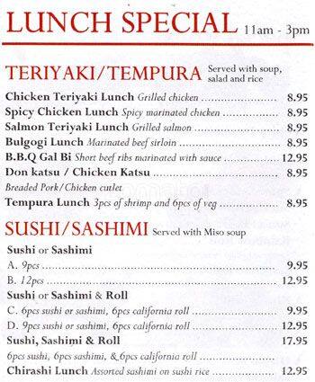 Kisoya menu