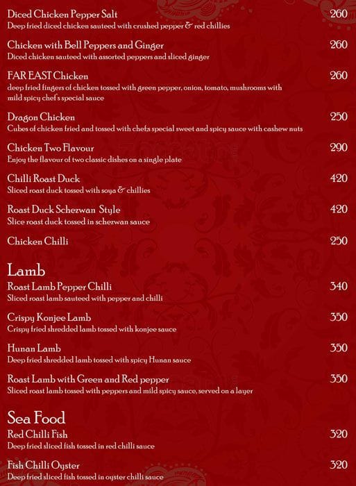 Soho menu