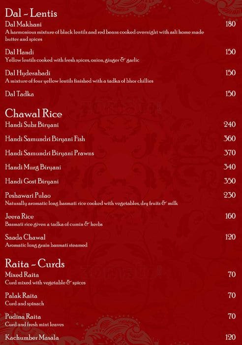 Soho menu
