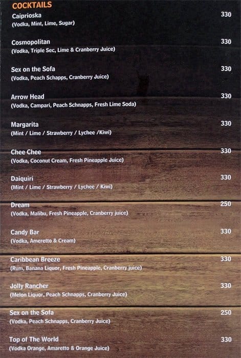 Soho menu