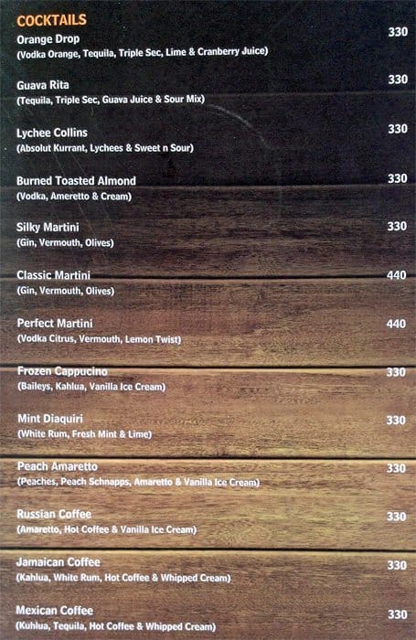 Soho menu