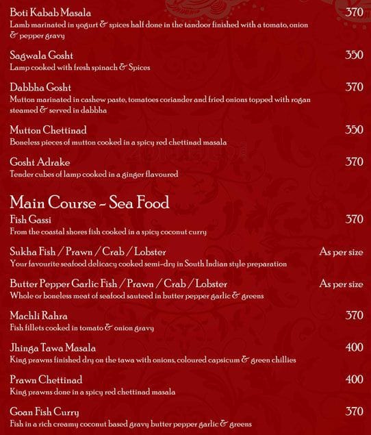 Soho menu