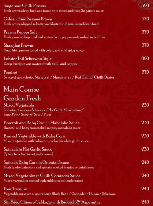 Soho menu