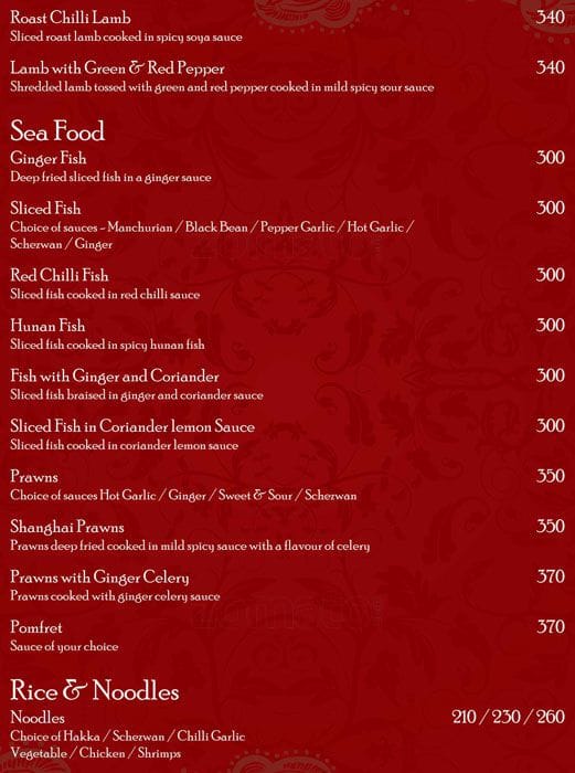 Soho menu