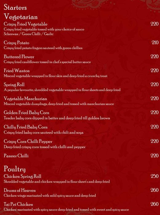 Soho menu