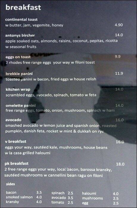 Menu at Panini Kitchen cafe, Norwood, 78 Rundle St