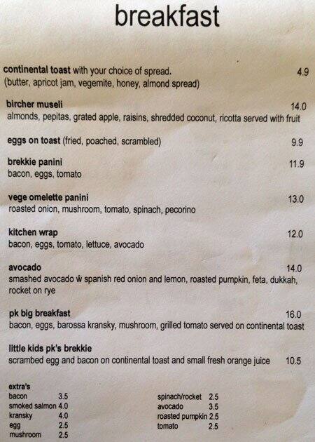 Menu at Panini Kitchen cafe, Norwood, 78 Rundle St