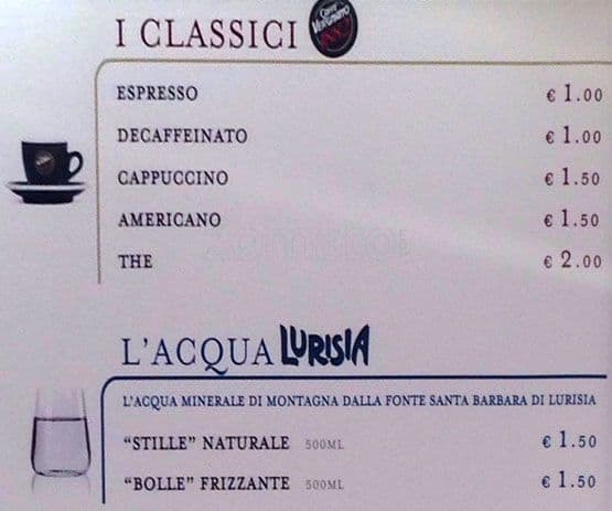 Menu di Nutella Concept Bar 