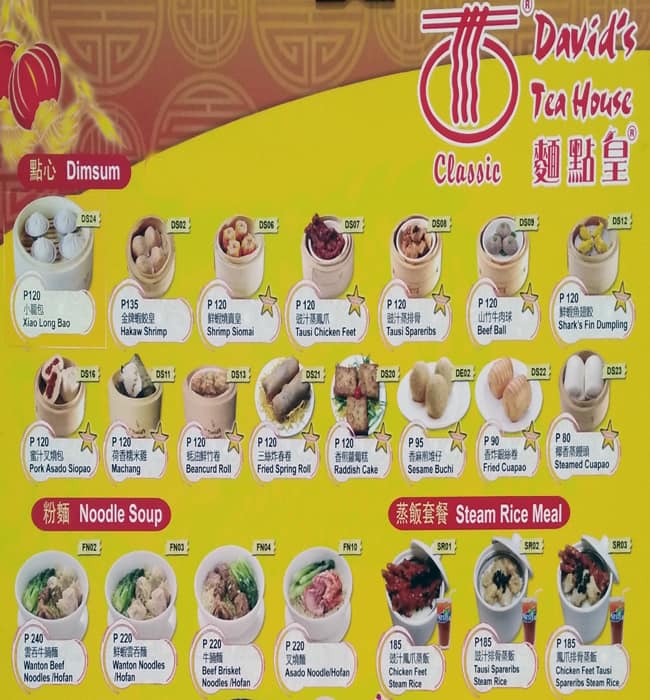 David's Tea House Menu, Menu for David's Tea House, South Caloocan