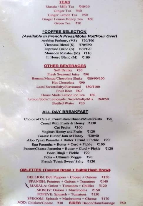 Anonymous Cafe Menu Menu For Anonymous Cafe Mcleodganj