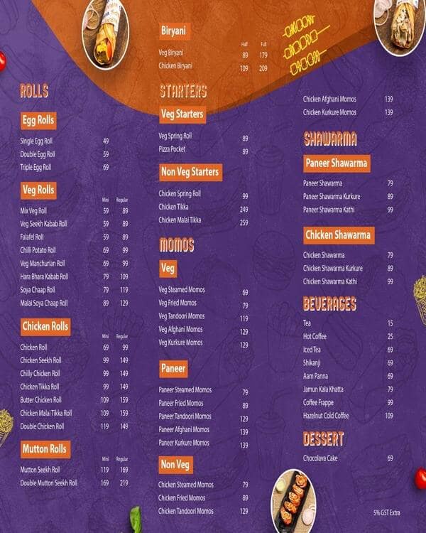 Menu of Wraps Kathi Rolls, Lajpat Nagar 4, New Delhi