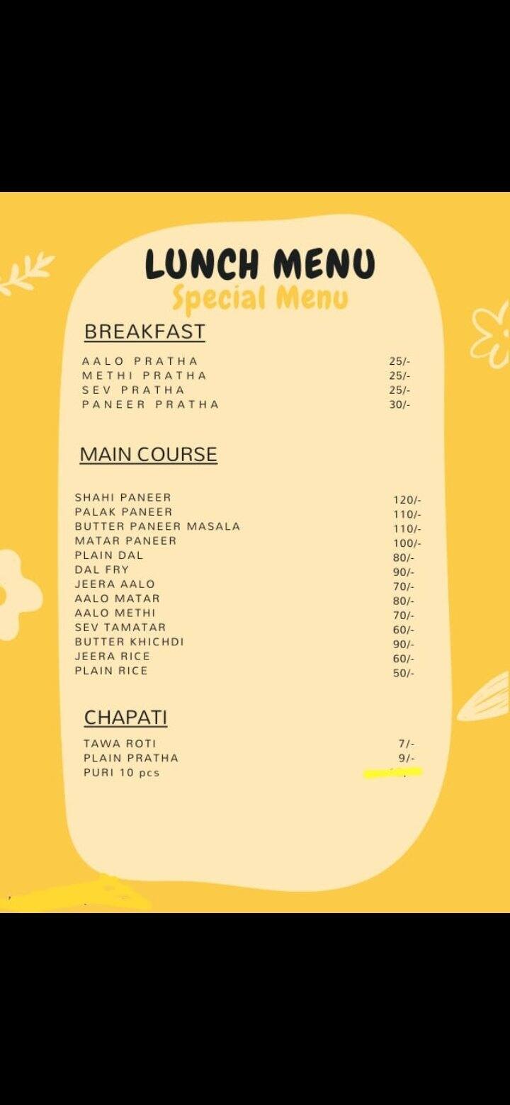 Menu of The Paratha House, Airport Road, Indore