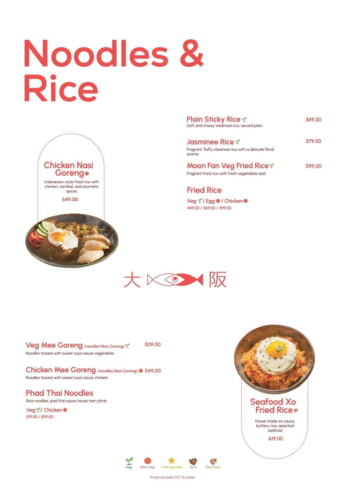 Menu of Osaka, Jubilee Hills, Hyderabad