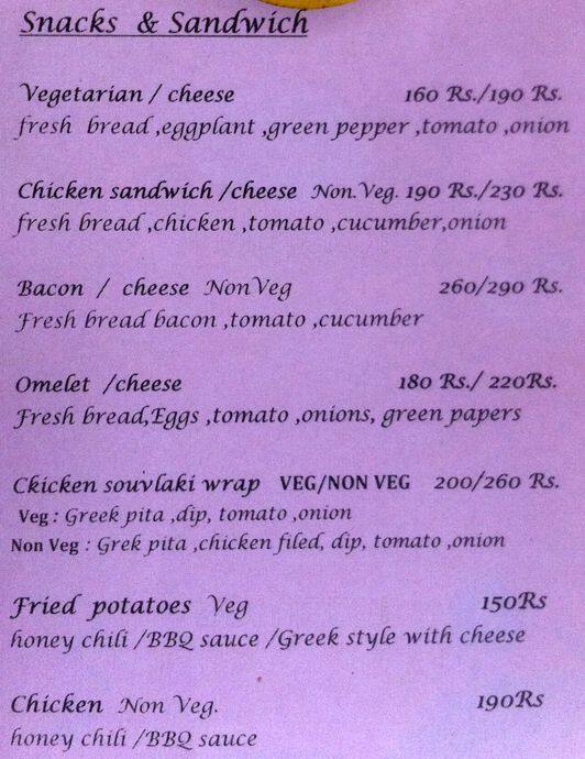 Menu at Mykonos, New Delhi, 253
