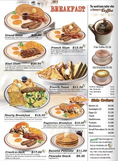 Denny's Menu, Menu for Denny's, New Lynn, Auckland - Menumania/Zomato