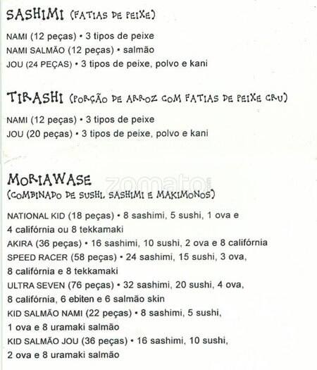 Sushimar cardápio