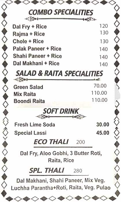Ajit Khalsa Dhaba menu