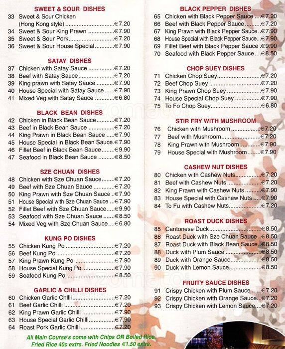Golden Palace Menu Menu For Golden Palace Whitehall Dublin