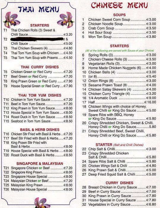 Golden Palace Menu Menu For Golden Palace Whitehall Dublin