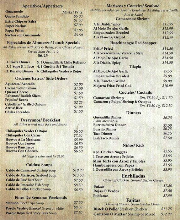 Taqueria El Gallo de Oro a Chicago Foto del Menu con Prezzi