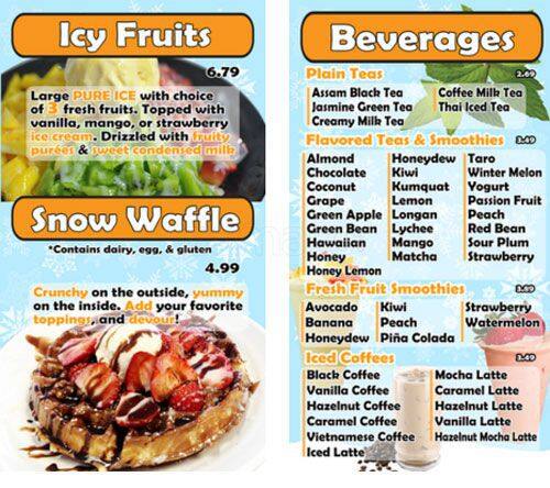 Snow Monster menu