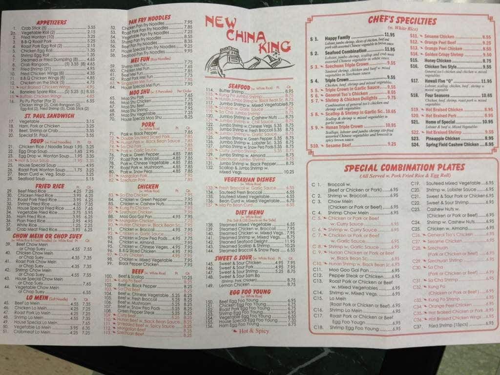 China King Restaurant Menu, Menu for China King Restaurant, St Peters