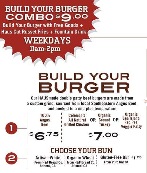 Farmhaus Burger Menu, Menu for Farmhaus Burger, Augusta, Augusta