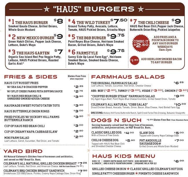 Farmhaus Burger Menu Menu For Farmhaus Burger Augusta Augusta