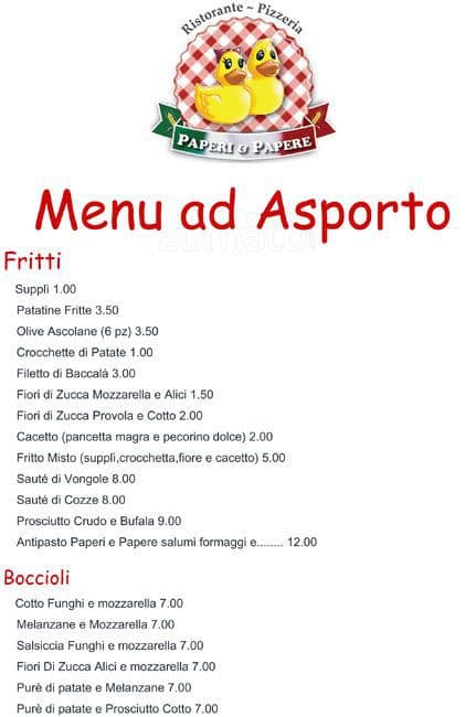 Menu di Paperi e Papere 