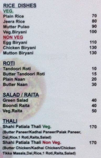 Parathe Menu Menu at Dilli Parathe Wali Gali, Bhopal, Second Floor