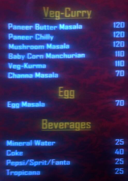 Achayyan's Restaurant menu